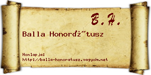 Balla Honorátusz névjegykártya